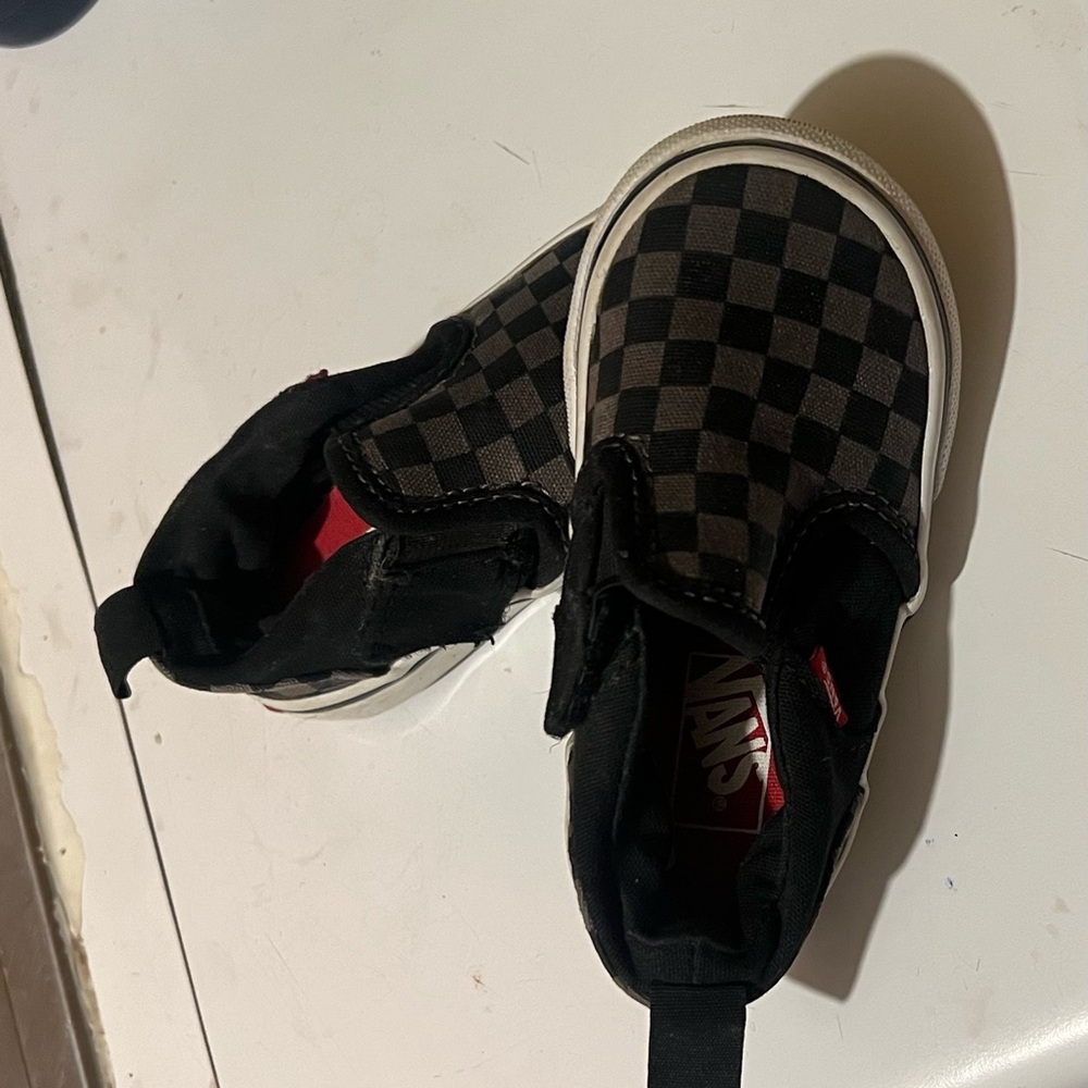 Vans Kids Black and Gray Checkered Sneakers